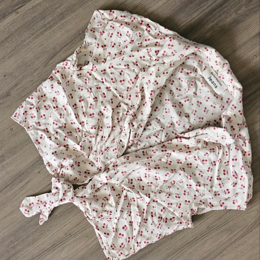 Reformation Cherry Tie Knot Crop Top